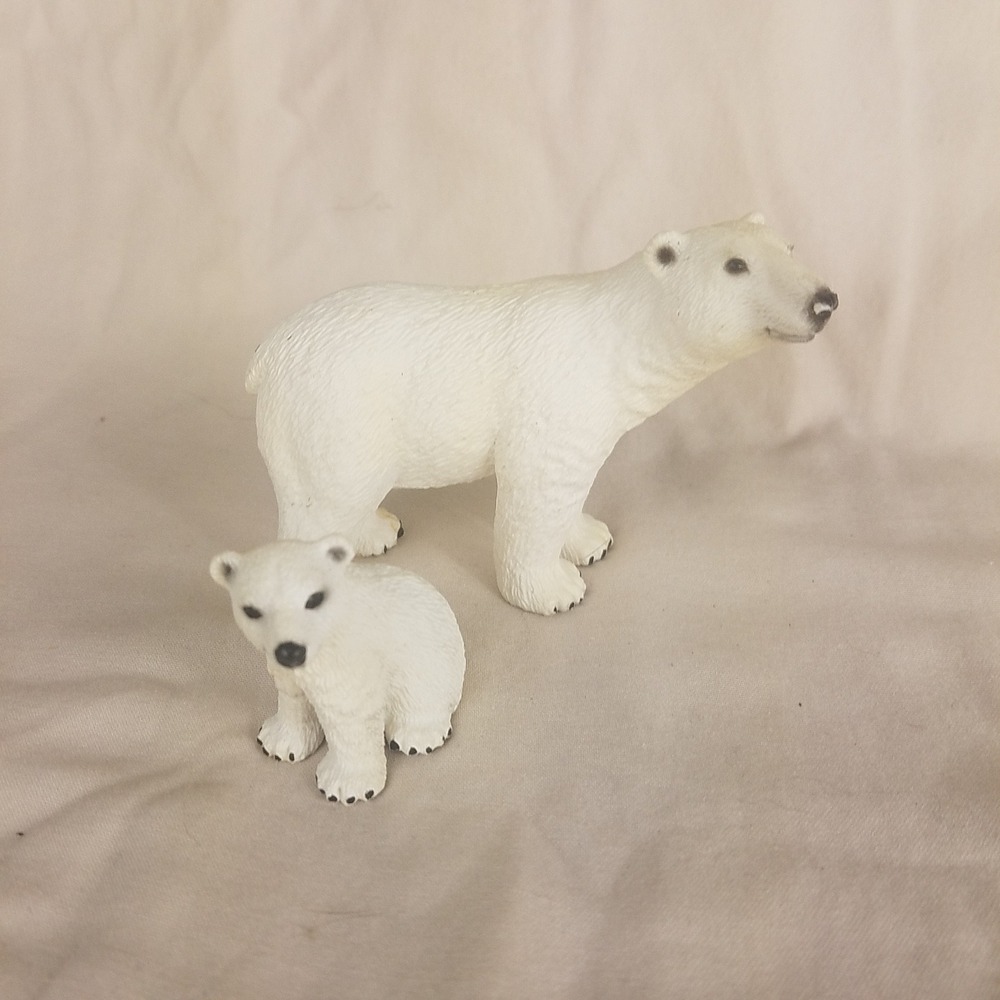 Schleich Polar Bear and Cub Figurine Set Realistic Arctic Wildlife 2011 White